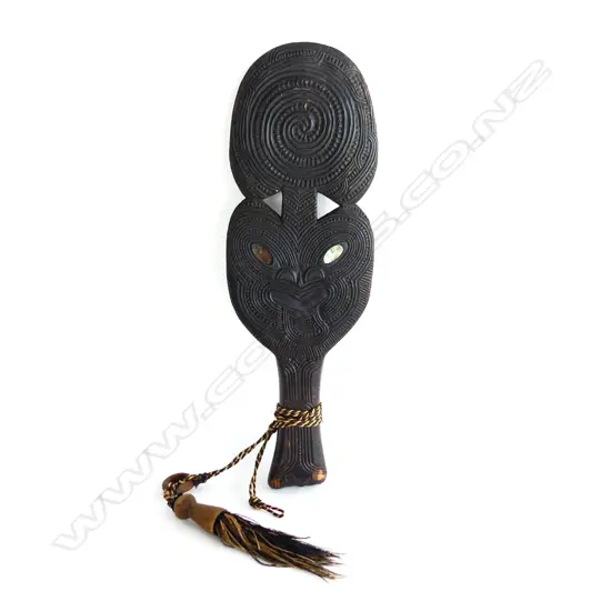 A c1900 Māori carved wooden kotiate (hand club),